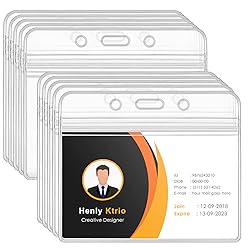 KTRIO 10 Pack Clear ID Card Holders, 3.3 X 3.9