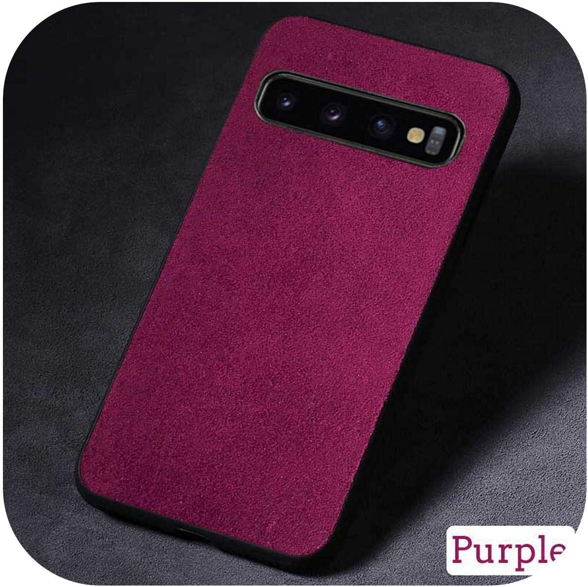 Suede Leather Phone Case for Samsung Galaxy S20 Ultra S7 S8 S9 S10 S10e Note 8 9 10 Plus A10 A20 A30 A50 A70 A7 J7 A8 J6 Case-Purple-S9 Plus