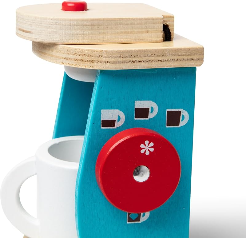 Jogo de Madeira para Preparar e Servir Café, Brinquedos de Imitação, Brinquedos de Madeira para Crianças, 3+, Presente para Rapaz ou Menina