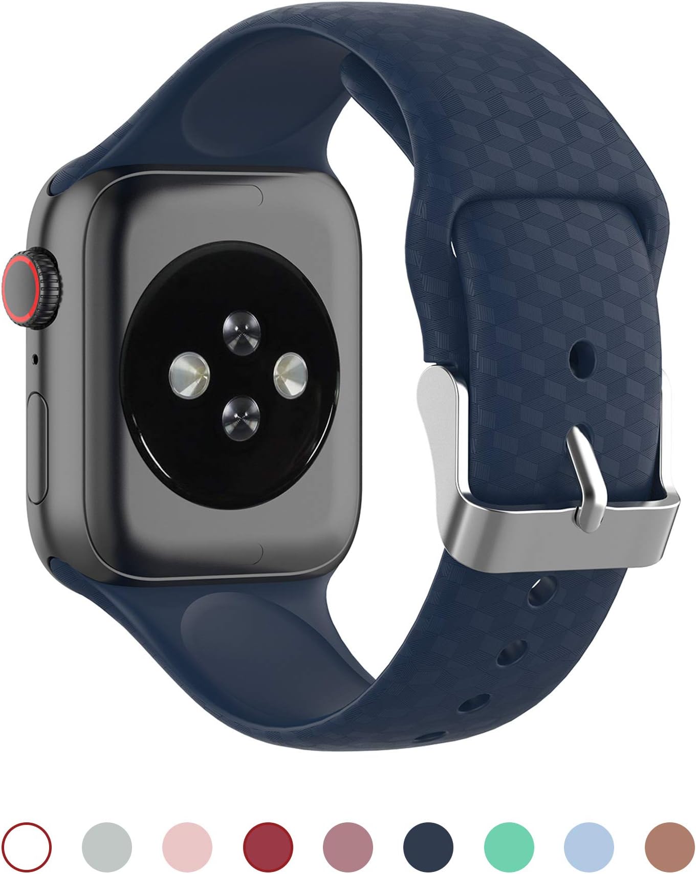 Otiko Compatible for Apple Watch band 38mm 40mm 42mm 44mm, Soft Silicone Replacement Wristband Strap for Men and Women, Compatible with series 1/ 2/ 3/ 4, iWatch Series 5 2019 (Navy Blue, 42/44 MM)