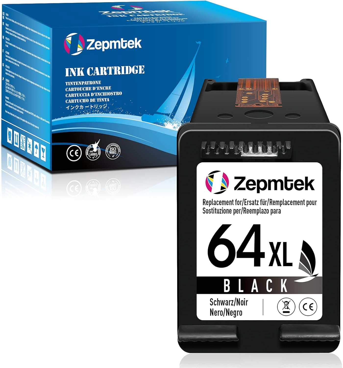 ZepmTek Remanufactured Ink Cartridge Replacement for HP 64XL 64 XL Used with Envy Photo 7800 7858 7155 7855 6255 6252 7158 7130 7164 6222 7120 7130 Tango X Smart Home Wireless Printer (1 Black)