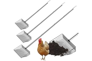 Foandbevi Large Metal Chicken Poop Scooper, 4-in-1 Detachable Tool 20 to 63 inches, Metal Handle, Stainless Steel Chicken Coop Cleaning Tool, Heavy-Duty Poop Shovel for Chicken Coop Accessories