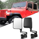 ITOPUP Set Side Mirrors Assembly Fit 1987-1995 1997-2002 For Jeep Wrangler | 1997-2002 For Jeep For TJ |Door Manual Fold |Non-heated |Manual Textured Black |55027208 68084718 CH1320101 CH1321102