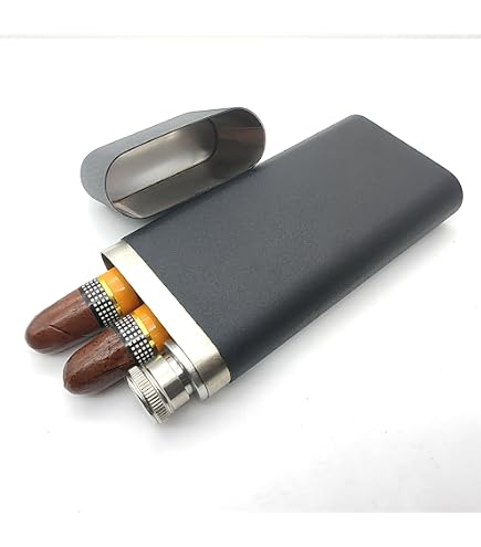 Amazon.com: Stylish Cigar Case Flask Combo: 4 Oz Hip Flask with 6-1/2