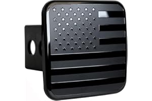 eVerHitch 2 Inch Trailer Hitch Cover Plug with Metal American Black Flag Fit for Any 2" Hitch Receivers