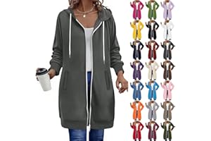 GOHRSHA Long Hoodies for Women Full Zip Up Pullover Tunic Sweatshirts with Pockets Trendy Fall Winter Clothes Y2K