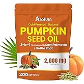 Arofum Pumpkin Seed Oil with Saw Palmetto & Nettle Root - 2000 mg per Serving, 300 Softgels for Hair Vitality Support, Herbal Blend for Daily Wellness, Plant-Based & Gluten-Free