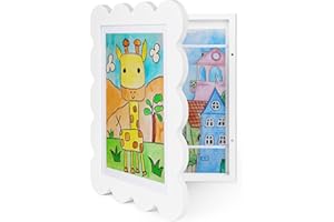 Solfres Kids Art Frames Front Opening 9x12 & 8.5x11 w/Mat, Kids Artwork Frames Changeable, Picture Frame with Storage Holds 150 Drawings, Display for Art Projects 3D Crafts, School Home Office, White