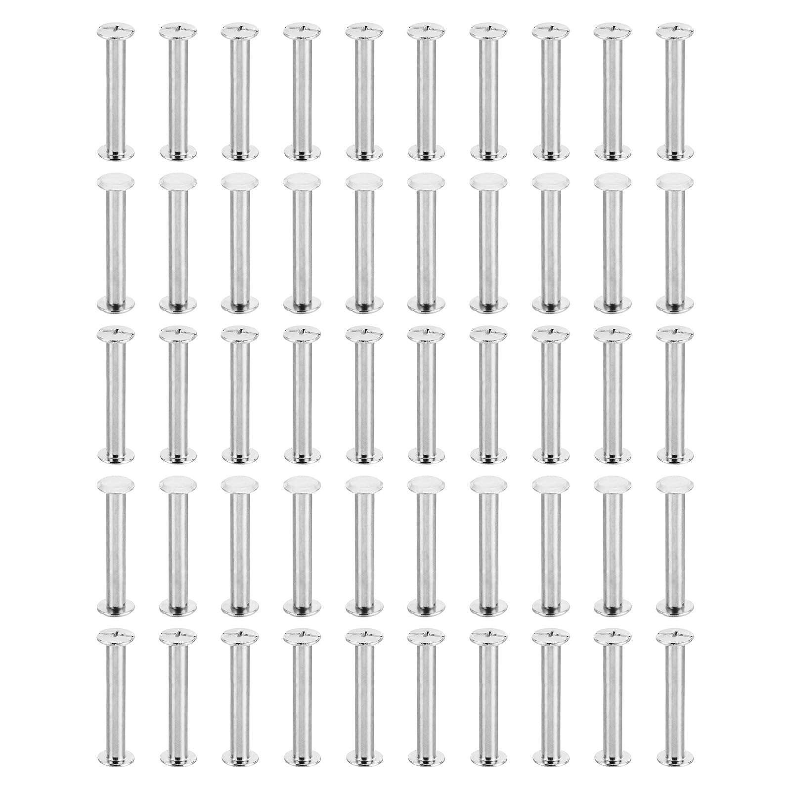 PATIKIL M5x40mm Chicago Screws, 50 Sets Chicago Screws Phillips Binding Post Screw Bolts Leather Rivets Brass Fasteners Connectors Steel for Leather Belt Scrapbook Photo Albums, Silvery — image 1