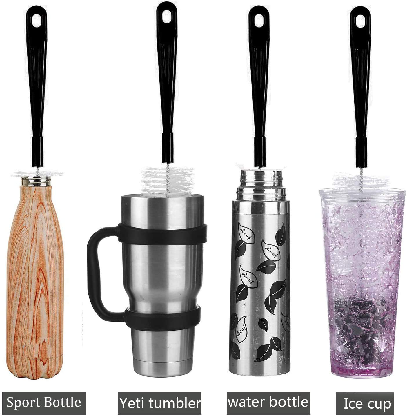 ALINK 16 inch Extra Long Black Bottle Cleaning Brush Cleaner for Washing Narrow Neck Beer/Wine/Thermos, Sport Well/Brewing Bottles/Hummingbird Feeder