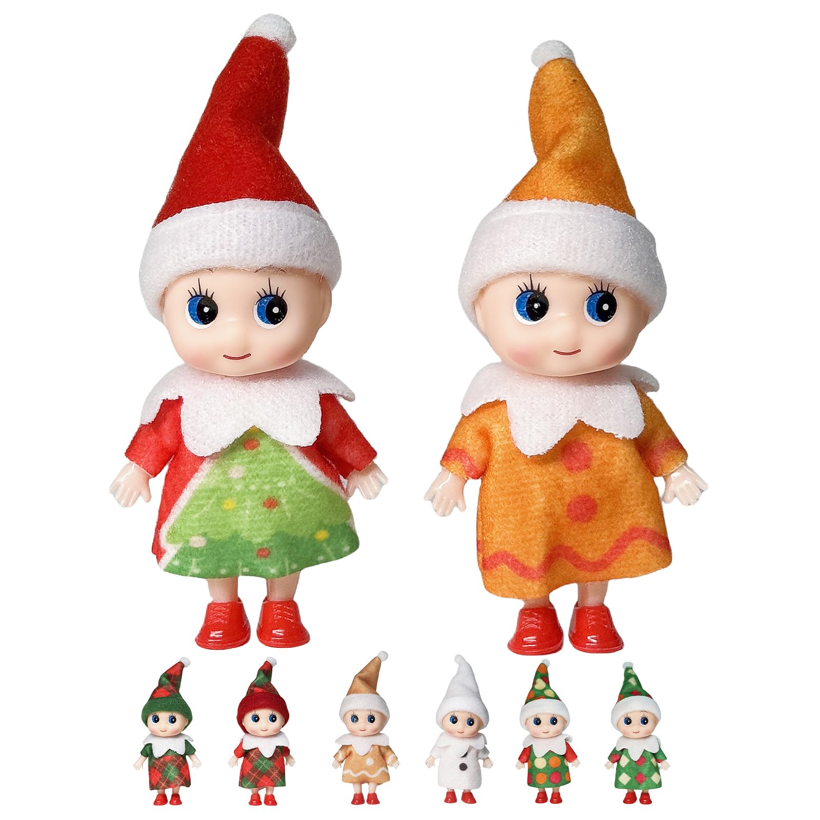 Mini Elf Baby Doll for Christmas Decor,Tiny Elf Doll Christmas Baby Elf Doll for Kids,Baby Elves Dolls Novelty Toy Xmas Tradition Accessories Shelf Doll for Xmas Gift Advent Calendar Stocking Stuffers