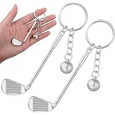 2 PCS Mini Cute Golf Keychain, Golf Club Keychain Golfs Gifts Keychains Golfers Mini Alloy Golfs Keychains Golfracket Ball Pendant Key Chain, Golfball with Key Chain Golfball Keyring Christmas Gifts