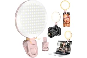 CNUOKY 154 LED Phone Light, 5000Mah Rechargeable Selfie Light Clip Video Light, Adjusted 3 Light Modes, 10 Brightness Levels for Phone, Camera, Laptop, iPad, Light for Makeup, Video Conference, TikTok, Vlog