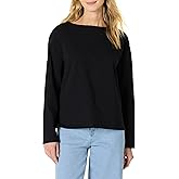 Amazon Essentials Women's 100% Cotton Heavyweight Relaxed-Fit Long-Sleeve Boatneck Top