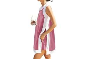 Hooever Women's 2 Piece Sets Casual Color Block Crewneck Sleeveless Pullover Tops Matching Shorts with Pockets