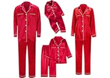 CGGMVCG Silk Stain Family Pajamas Matching Sets 2024 Button Down Shirt and Pants Silky Xmas Pjs Jammies for Family Pictures