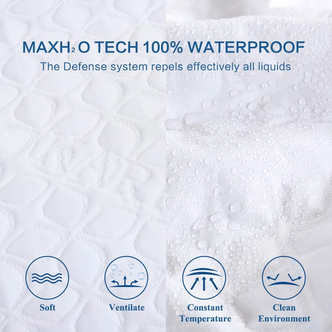 KARRISM Queen 100% Waterproof Mattress Protector, Breathable & Noiseless Mattress Pad Cover, 3D Air Fabric,Fitted 8-21 Inch Deep Pocket,Vinyl Free : Home & Kitchen