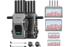 Accsoon CineView Master 4K SDI HDMI Wireless Video Transmission System, Tri-Band Wireless Camera Transmitter 8202ft Range 25ms Latency, 4K60 1 Wired iOS+4 App Monitoring, RTMP Livestreaming(1TX+1RX)