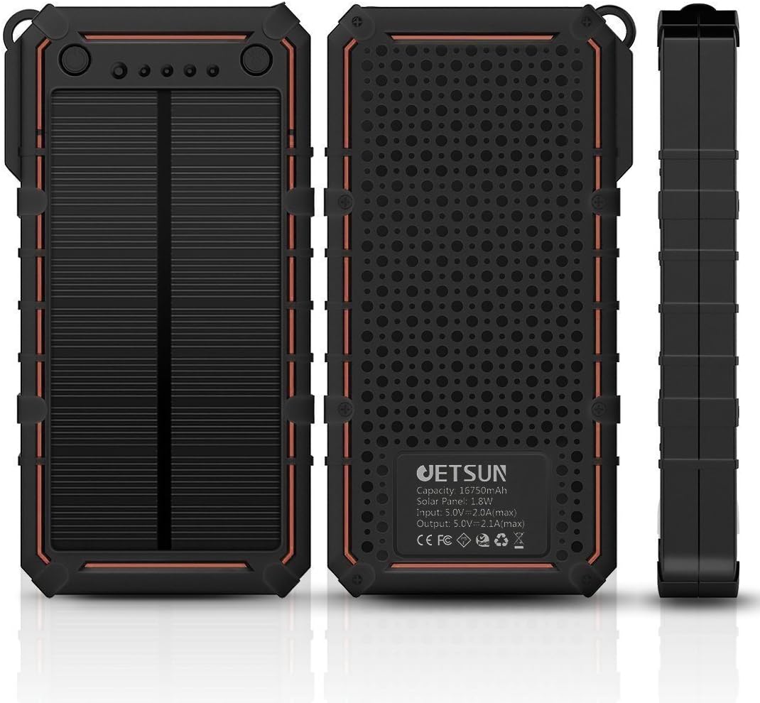 Stoone 16750mAh Dual USB Waterproof Solar Panel Backup Charger with Led Flashlight(Orange)