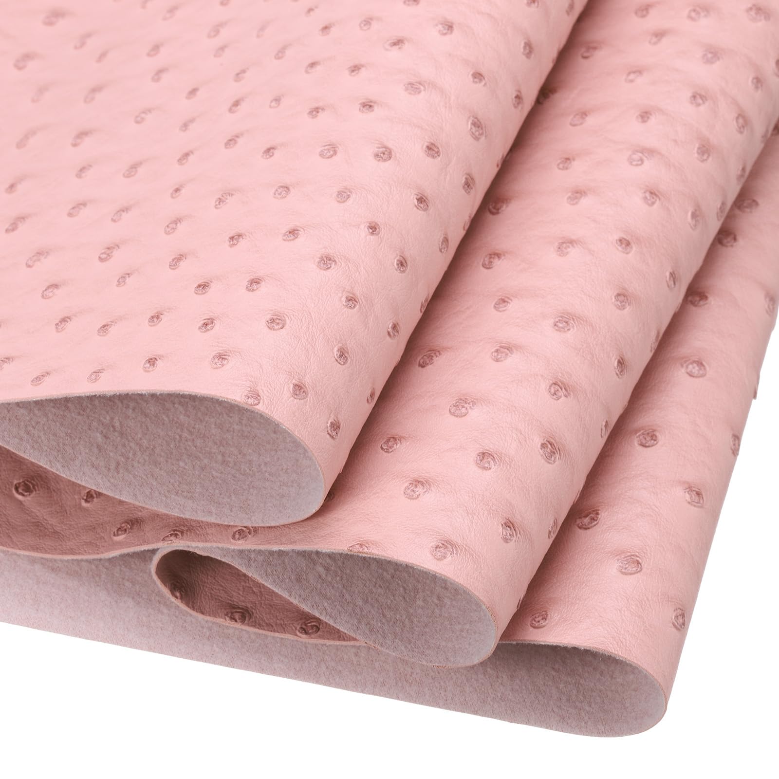 DMiotech Faux Leather Sheet 53 Inch x 12 Inch Ostrich Light Pink PU Leather Roll for Handmade DIY Craft Projects