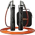 Mogold Weighted Jump Rope for Men Women -Interchangeable 1/5lb 1/4lb 1/2lb Heavy jump ropes - 360 Degree Spin - Length Adjustable,Ergonomics Leather Grip Skipping Rope for Fitness Weight Loss & More