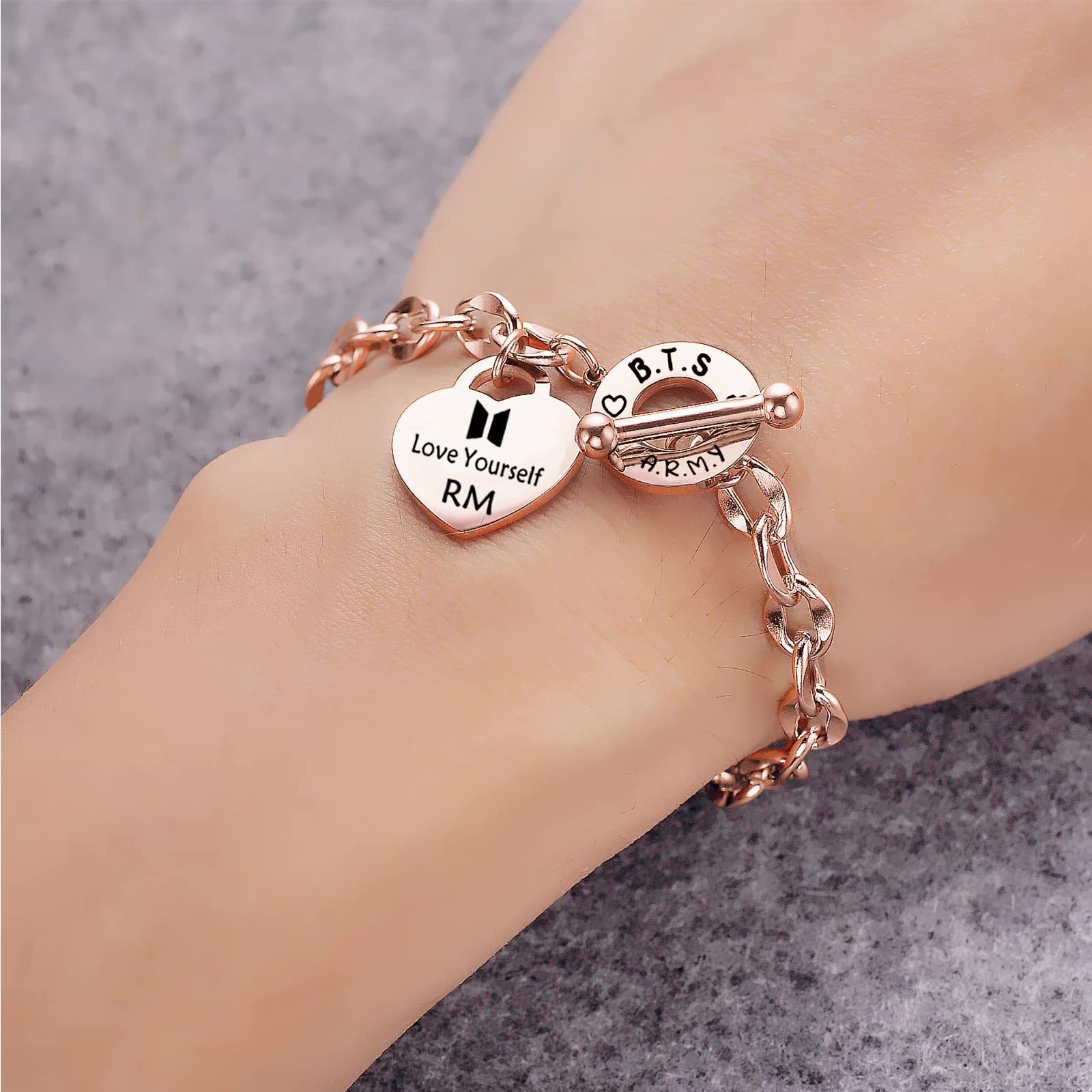 Bts Merch Love Yourself Charm Bracelet - Stainless Steel