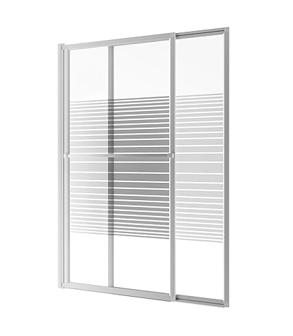 Schulte Duschwand Kiel, 70 - 118 x 140 cm, 2-teilig Auszieh- und schwenkbar, Sicherheits-Glas Dekor Querstreifen, Profilfarbe