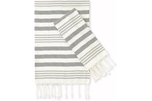 Folkulture Hand Towels for Bathroom, Set of 2 Decorative Hand Towels with Hanging Loop, 100% Cotton Turkish Hand Towels Set or Boho Hand Towels for Kitchen 16" x 30" Inches (Fiji - Gray)