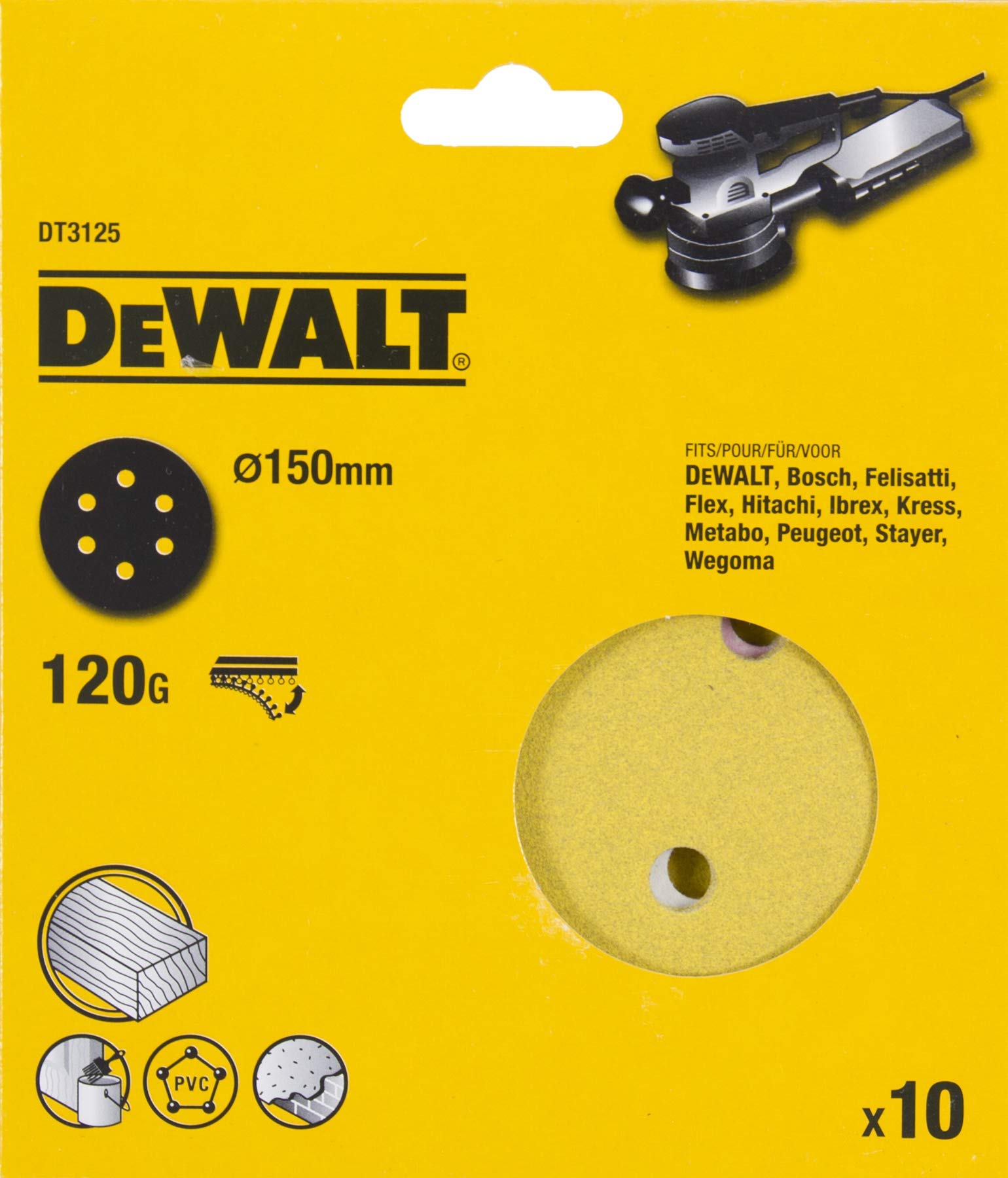 Dewalt DT3125-QZ DT3125-QZ-Discos para lijadoras rotorbitales de 150 mm