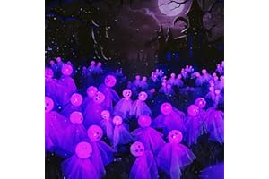 MAOYUE Halloween Decorations Outdoor Halloween Lights 2Packs 12 LED Outdoor Solar Halloween Lights Scary Ghost Lights, Swaying Firefly Halloween Pathway Lights Waterproof for Garden Yard Lawn, Purple