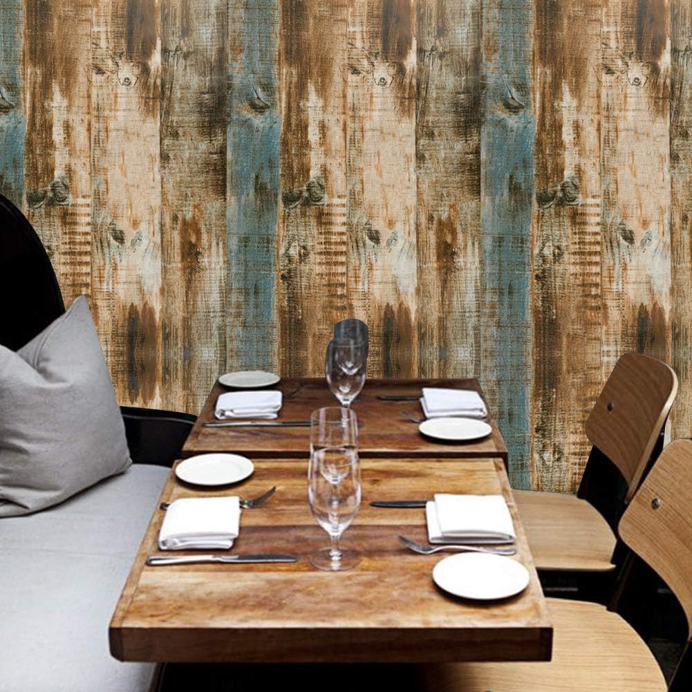 Wood Wallpaper Brown Self-Adhesive Stripe Streak Peel and Stick Grain Contact Paper Rustic Removable Roll for Kitchen Door Cabinet Bar Counter Bedroom 45x500 cm - Image 3