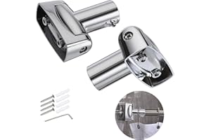 BTSKY 2 Pack Shower Curtain Rod Bracket Curtain Rod Holder Wall Mounted 180°Rotation Bracket with Screws, Adjustable Angle Sh
