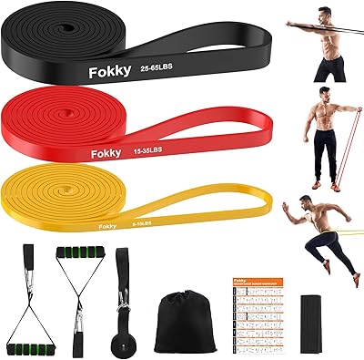 Fokky Fitnessbänder, Resistance Bands Set, Widerstandsbänder Fitnessband mit Türanker, Schutzpad und 2*Griffen, Gymnastikband für Krafttraining, Yoga, Pilates, Muskelaufbau