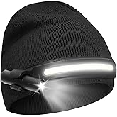 Rotibox Headlamp Beanie with Light Camping Accessories Gear Head Light Flashlight for Running, Fishing, Hiking -Black