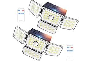 iMaihom Solar Outdoor Lights 6500K, 224 LED Light Solar Lights for Outside, 4 Adjustable Heads 3 Mode Solar Powered Outdoor Lights with Remote, IP65 Waterproof Solar Flood Lights for Yard Patio 2 Pack