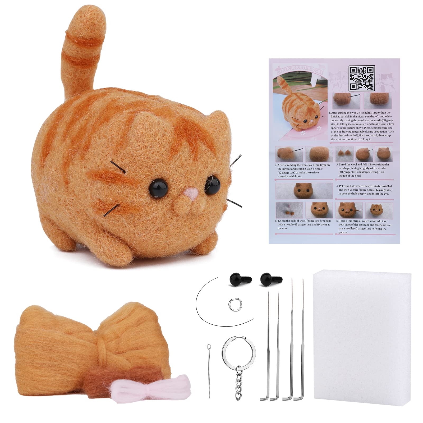 NAMOON Needle Felting Kit, Animals Needle Felting Set, Felting Wool Set with Felting Tool and Instruction for Hand Spinning Needle Felting DIY Crafts