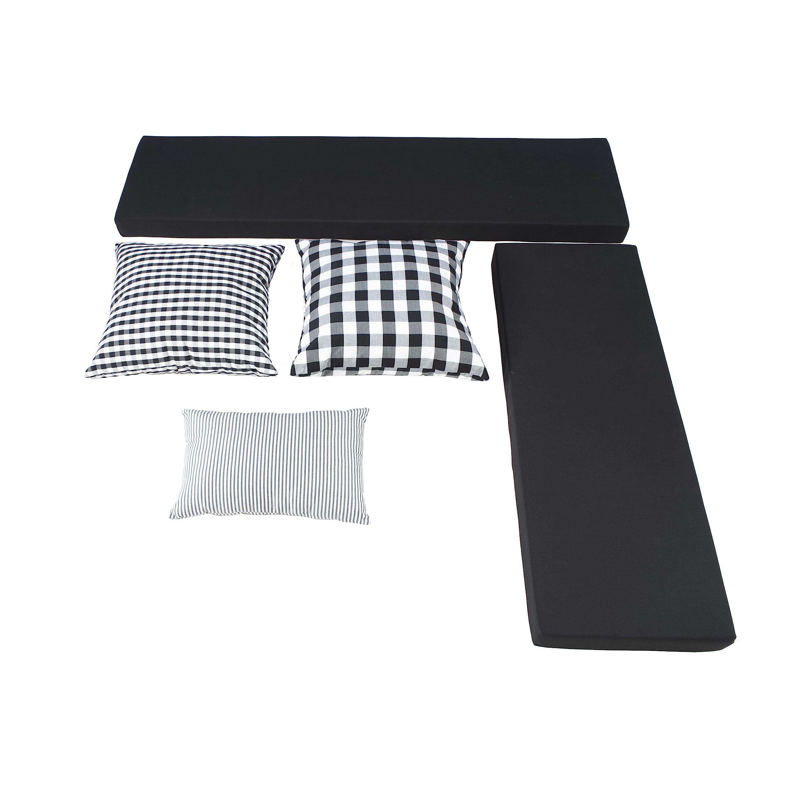 Photo 1 of Linon Harris Black 2 Piece Nook Cushion Set with 3 Coordinating Accent Pillows Only Fits Harris Nook Collection