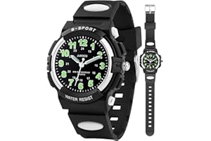 Juboos Kids Analog Watch, Childrens Waterproof Quartz Watch for 5-14 Years Old Boys Girls Time Teaching Sports Outdoor Wirstwatch