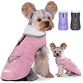 iBuddy Dog Winter Coat for Extra Small Dogs, Easy on XS Dog Snow Jacket Velcro Waterproof Pet Puffer Clothes with Harness Hole Adjustable Reflective Quilted Dog Cold Weather Vest for Girl 8-12 Pounds