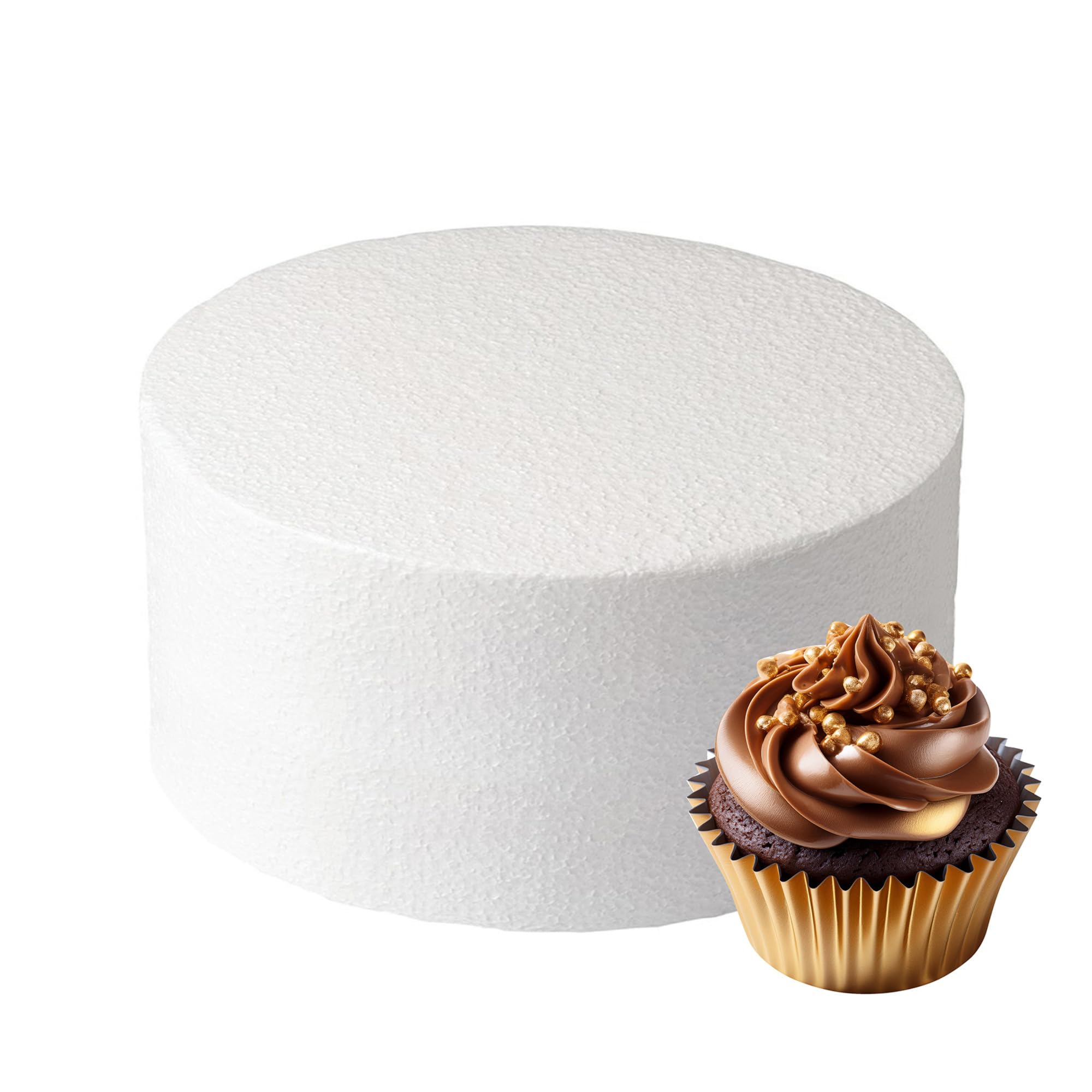 Culpitt 8" x 4" Round Cake Dummy, Straight Edge Cake Form, Practice Cake Decorating or Use for Creating Long-Lasting Displays, Smooth Polystyrene