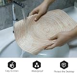 Pauwer 38cm Round Placemats 6 Pieces Beiges Heat Resistant Non Slip view 4
