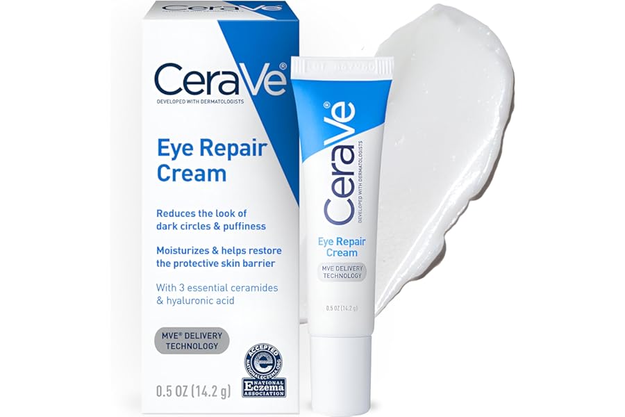 CeraVe Eye Repair Cream, Under Eye Cream For Puffiness And Bags Under Eyes, Hyaluronic Acid + Niacinamide + Marine Botanical Complex, Oil Free & Opthalmologist Tested
