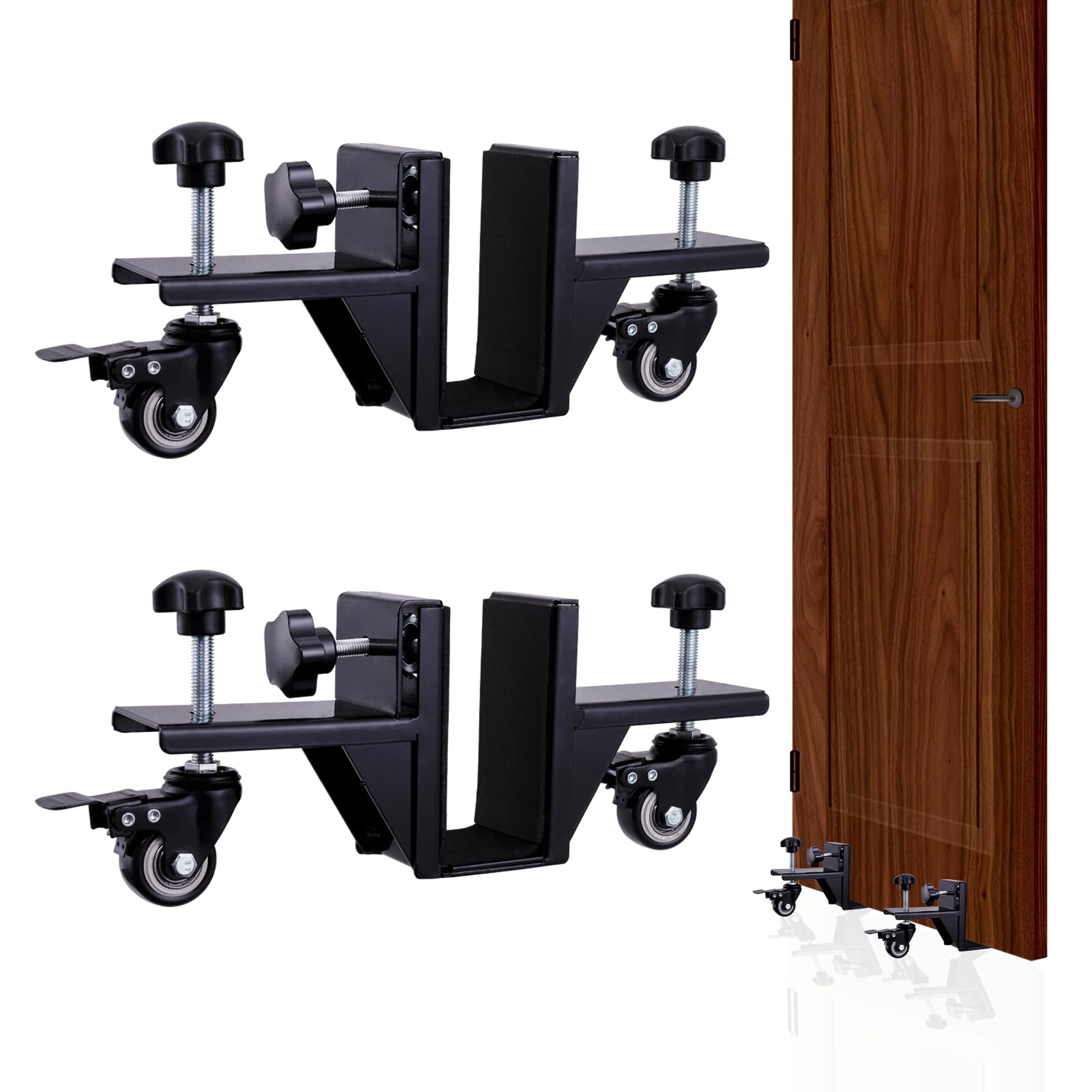 Photo 1 of Door Installation Tool Kit, 2 Pcs Door Installation Dolly, Heavy Duty Door Board Dolly for 1" to 2-3/8" Pre-Hung, Slab, and Front Doors, Barn Doors Up to 1000 Lbs