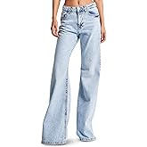 IT'S BASIC Wide Leg Jeans for Women High Waisted, Relaxed fit, Flared Trendy Womens Jeans Stretchy Denim Pants, Stonewashed