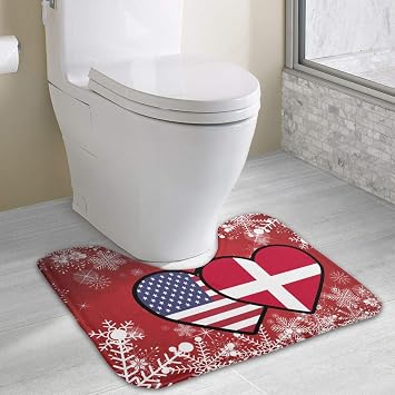 Hoklcvd Danemark Usa Flagge Twin Heart U Formige Toilette Boden