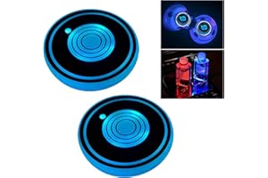 MAEZOE LED Car Cup Holders Lights, 2 Pack Rechargeable LED Car Coasters with 7 Color Changing, Waterproof Automotive Cup Pad 