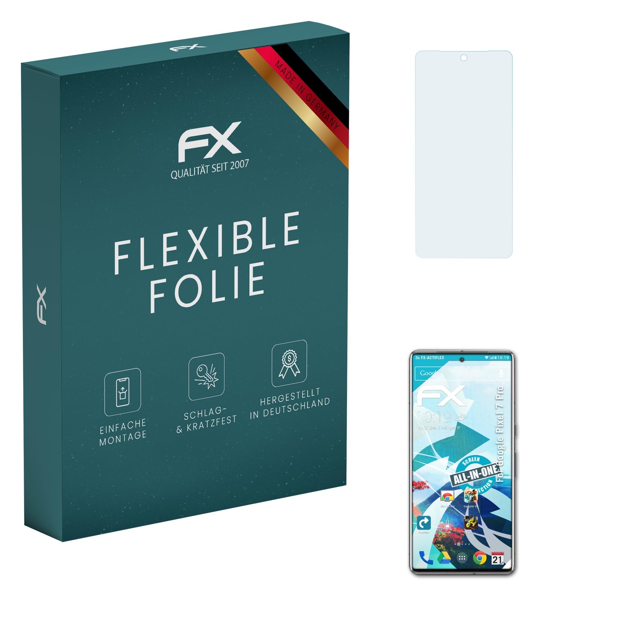 atFoliX Screen Protector compatible with Google Pixel 7 Pro Protector Film, ultra clear and flexible FX Screen Protection Film (3X)