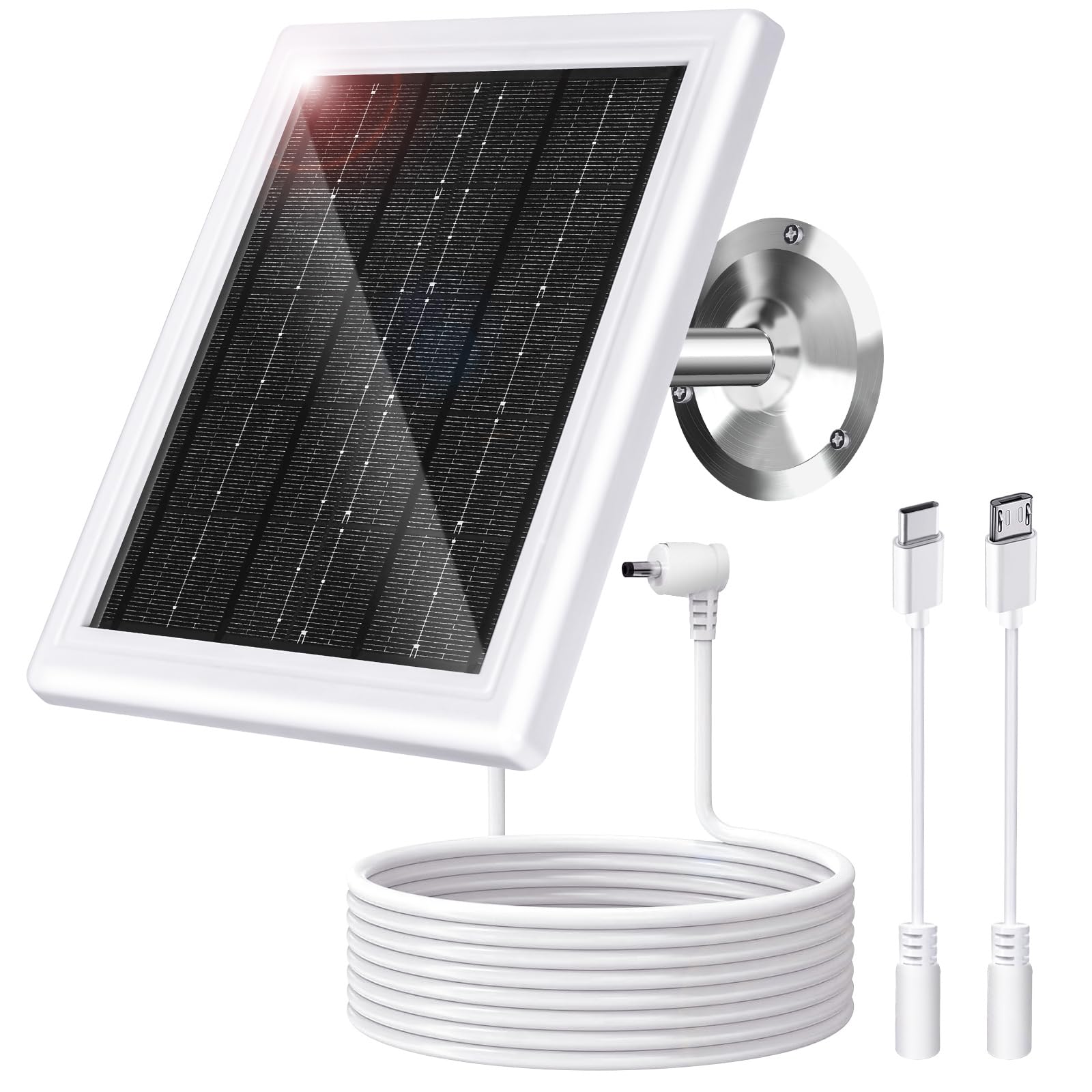 Photo 1 of Ring Solar Panel Charger 5W Solar Panel for Security Camera Compatible for Ring Camera Waterproof Solar Panel with Type-C, Micro USB and DC Port Cable for Most Cameras