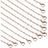 HARFINGTON 20 Pack 18 Inch Necklace Chains Bulk 2.5mm Rose Gold Plated Cable Chains with Lobster Clasps for Jewelry Making