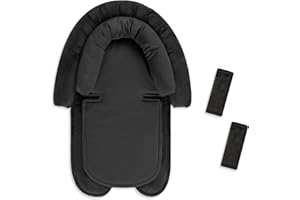SWESEN Infant Car Seat Insert Strap Covers, Car Seat Head Support for Baby Girls Boys, 2 in 1 Breathable Air Mesh Car Seat Insert for Newborns, Double-Sided Reversible, for Infants Aged 0-12 (Black)